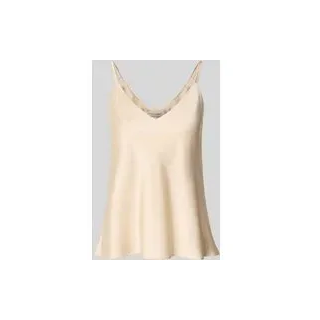 Top mit V-Ausschnitt und Spaghettiträgern, Beige, L