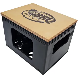 BierEx Bierkastensitz Bierkistensitz aus Holz Sitzauflage für Bierkisten, Hocker, Sitzkissen für Getränkekisten (BBQ)