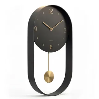 Driini Moderne Pendel-Wanduhr – dekorativer und einzigartiger Metallrahmen mit 20,3 cm Ziffernblatt – zeitgemäßes, minimalistisches Design mit geräuschlosem Batteriebetrieb – inklusive schwarzem und