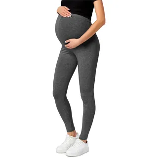 Be Mammy Lange Umstandsleggings aus Baumwolle Leggings für Schwangere Umstands Leggings Schwangerschafts Unterhosen mit Hoher Bund Weich und Elastisch BE20-230 (Dunkel Melange, 4XL) - 4XL