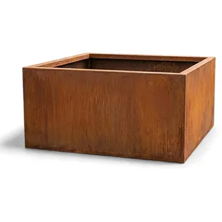 Czaja Cortenstahl Pflanzkübel 60x60x30 cm ohne Bodenplatte Rost Deko Blumenkübel quadratisch – wetterfest & langlebig – Garten Terrasse Balkon – Edelrost Pflanzgefäß