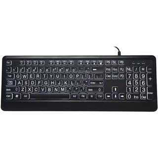 Topiky Tastatur mit großer Schrift, USB-LED mit LED-Hintergrundbeleuchtung und 104 Tasten, Standard-Computertastatur in voller Größe für ältere Menschen und Menschen mit Sehproblemen