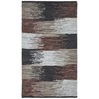 Homescapes Cutshuttle-Lederteppich 90 x 150 cm Schwarz/Braun/Grau