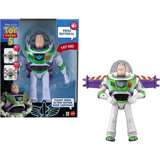 Mattel Disney Pixar Toy Story 5 Actionfigur, Buzz Lightyear Hightech-Edition mit Flugmodus und Flügel-Aktivierung, 30,5 cm, über 35 Geräusche, JMW40