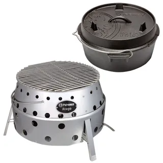 Petromax Grill Atago Set mit Dutch Oven ft4.5-t Feuertopf Gusseisen Outdoor BBQ