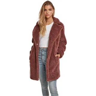 Urban Classics Damen Ladies Oversized Sherpa Coat Mantel, Rosa (Darkrose 01472), - Rosa - XS