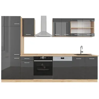 Vicco Küchenzeile R-Line 300 cm Anthrazit Hochglanz/Goldkraft Eiche