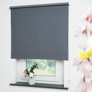 LIEDECO Seitenzugrollo Uni 202 x 180 cm verdunkelnd dunkelgrau