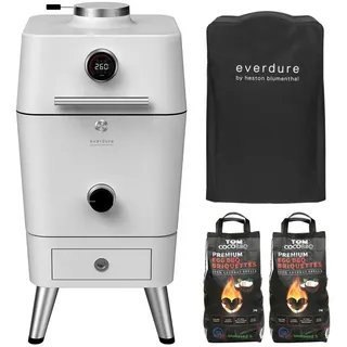 EVERDURE Gas-Pizzaofen Everdure 4K Holzkohlegrill Stone + Haube + 6kg TOM COCO Kokos-Briketts