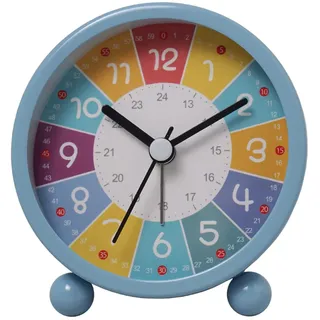 GDWD Kinderwecker, Analoge Wecker Ohne Ticken, Lernwecker Lernuhr Weckuhr Kinderuhr Quarzwecker, Kinder Wecker Mit Lautem Alarm Nachtlicht, Batteriebetriebene Weckuhr für Jungen und Mädchen (Blau)