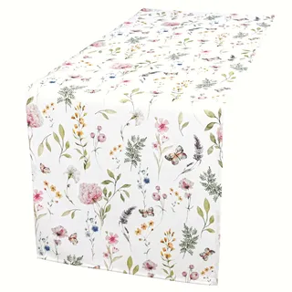 invitta Tischläufer Frühling Sommer Blumenmuster 40x200 cm - wasserabweisend pflegeleicht Lotus-Effekt langlebiger Druck Polyester 230g/m2 - Minos-25366_101