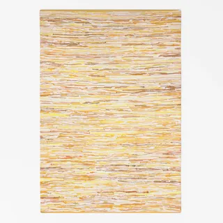 MY-RUG Handgewebter Flickenteppich aus Baumwolle | Fleckerlteppich in Handarbeit gewebt | Boho Teppich | bunter Kinderteppich, weich & strapazierfähig | Baumwollteppich | Gelb Gold, eckig 80 x 150 cm