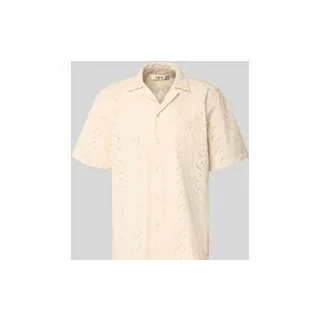 Relaxed Fit Freizeithemd mit Lochstickerei Modell 'LEO PAISLEY', Offwhite, S