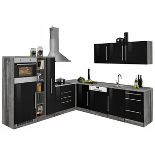 kochstation Winkelküche L-Form 260 cm schwarz