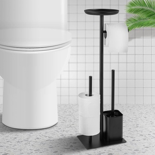 Edelstahl Klopapierhalter Stehend mit Klobürste Toilettenpapierhalter mit Feuchttücherbox,AIQII Stand WC Garnitur mit Toilettenpapierhalter und Toilettenbürste Ständer
