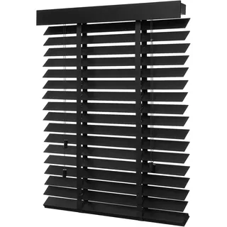 Ventanara® Holzjalousie 50mm Holz Jalousie Matt Jalousette Echtholz (70 x 250 cm, schwarz)