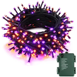 Halloween Deko Lichterkette Orange Lila, PhilzOps 10M 100 LED Herbst Lichterketten Innen Batterie 8 Modi Wasserdicht Weihnachtslichterkette für Erntedankfest Outdoor Balkon Zimmer Tisch Party Festival