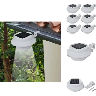 6-teiliges Set Solar-dachrinnen-/zaunleuchten, Weiß - Solarlampe - Außenbeleuchtung - Led - Solarleuchte