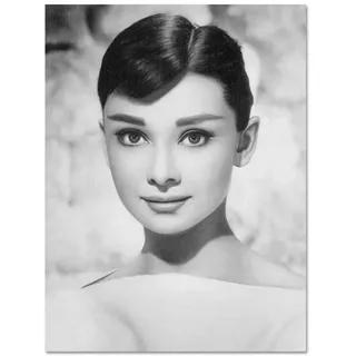 JWJQTLD Leinwanddruck,Nordic Poster Schwarz-Weiß Audrey Hepburn Wandkunst Leinwand Malerei Mädchen Wandbilder Wohnzimmer Schwarz-Weiß Geeignet Für Alle Wanddekoration, 30X40Cm Ohne Rahmen