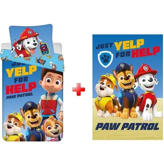 Paw Patrol, Kinderbettwäsche, Bettwäsche- und Fleece-Decken-Set (200 x 140 cm, 70 x 90 cm)