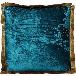 Kare-Design Zierkissen, Gold, Petrol, Kunststoff, Füllung: Polyester, quadratisch, 45x45 cm, mit Fransen, Wohntextilien, Kissen, Dekokissen