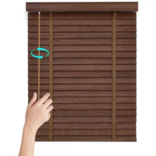 Holz Jalousien für Fenster Holzjalousie 50 mm Lamellen, Horizontal Venezianische Blickdicht Jalousette 50 80 90 100 160 145 210 cm, Verdunkelung Sichtschutz Jalousetten für Home Office(Coffee)