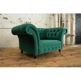 JVmoebel Chesterfield-Sessel Sofa 1,5 Sitzer Wohnlandschaft Sofas Couch Polster Garnitur Stoff, Made in Europa grün