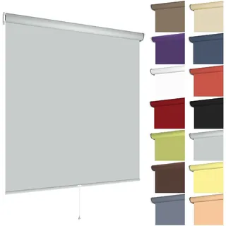Springrollo Fensterrollo ohne & mit Bohren B112 x H180 cm Stoff Hellgrau lichtdurchlässig Blickdicht, Klemmfix Schnapprollo Mittelzugrollo Klemmrollo Tageslichtrollo Sonnenschutz für Fenster