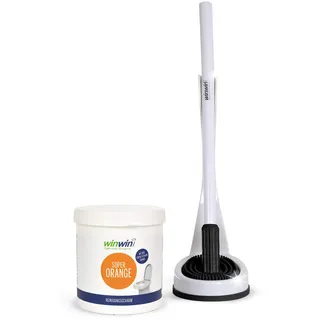 winwinCLEAN® SET: WC-Cleaner I Toilettenbürste, Klobürste mit antibakteriellem Bürstenkopf I Tropffreie WC Bürste für effektive Reinigung bis unter den Rand | inkl. WC Bürstengarnitur | Weiß/Anthrazit