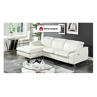 Relaxsofa Ecksofa Leder - Ecke Links - Elfenbeinfarben - LISMORE