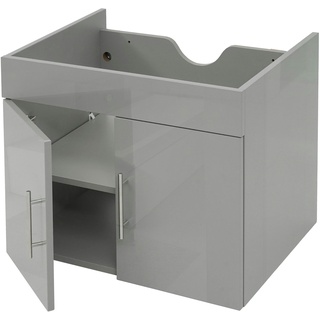 Mendler Waschbeckenunterschrank HWC-D16, Waschtischunterschrank Waschtisch Unterschrank Badmöbel, FSC® hochglanz 60cm ~ grau