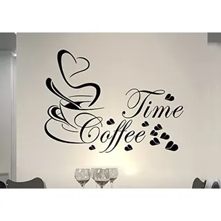Wandtattoo wandaufkleber Aufkleber Wandsticker wall sticker Wohnzimmer Schlafzimmer Kinderzimmer KÜCHE 30 Farben zur Wahl Wandtext Wandwort Wandspruch spruch Zitat Küche Schriftzug CAFE COFFEE KAFFEE KÜCHE Coffee time coffee kaffee32 (080 kaffeebraun, Größe 3:ca.56 x 39 cm)