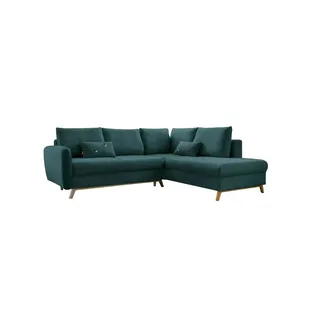miuform Ecksofa mit Schlaffuntkion Scandic Lagom ¦ türkis/petrol ¦ Maße (cm): B: 242 H: 90