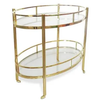 Casa Padrino Luxus Servierwagen Gold 70 x 47 x H. 77 cm - Edelstahl Trolley mit gehärteten Glasplatten - Hotel & Gastronomie Accessoires