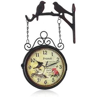 Doppelseitige Wanduhr Für Drinnen Und Draußen, Schmiedeeiserne Wanduhr Im Europäischen Stil