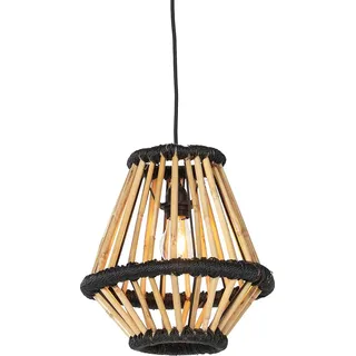 Orientalische Hängelampe Bambus Mit Schwarz 32 Cm - Evalin