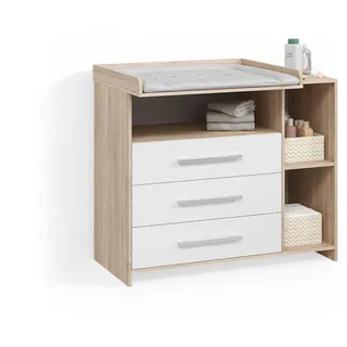 livinity® Wickelkommode Torino Weiß/Sonoma mit Schubladen