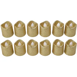 CHICIRIS Flammenlose Lichtkerze, Goldenes 12-teiliges Rauchloses LED-Teelicht, Umweltfreundlich für Kirchen
