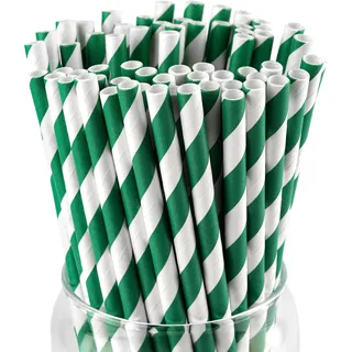 100 Stück Strohhalme Papier Grün-Bio & Öko Freundliche Papier Trinkhalme-Perfekt für Partys, Gartenfest, Weihnachtsfeier & Fußball Event(6 x197 mm)