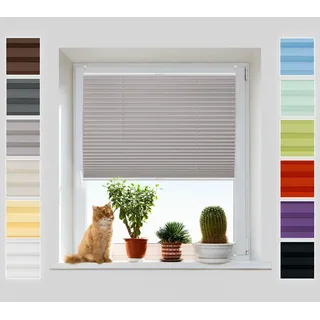 Plisart Plissee Ohne Bohren Klemmfix, Pearl Stoff, Sichtschutz | Grau 80 x 200 cm - Jalousie mit Metall Klemmträger, Faltrollo & Sonnenschutz für Fenster, Lichtdurchlässig