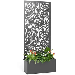 MC Star Hochbeet Pflanzkasten mit Rankgitter, Sichtschutz, für Kletterpflanzen (Metall, 45 x 21,5 x 110 cm, schwarz) schwarz