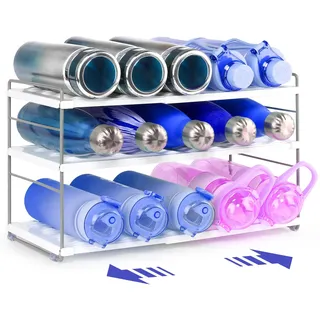 Huquter Flaschenregal Kühlschrank Organizer, Erweiterbar Flaschenhalter Kühlschrank, Verstellbarer Schrank Organizer Küche, Flaschen Organizer für Küchen Arbeitsplatte Schrank Büro