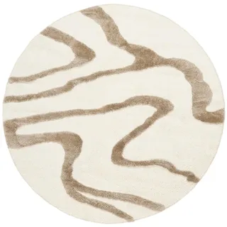 RugVista Ginori, Teppich, Shaggy/Handloom, Ø 240 cm, Rund, Hoher Stapel, Wohnzimmer, Schlafzimmer, Nur chemische Reinigung, Oeko_tex_100, Off Weiß Beige
