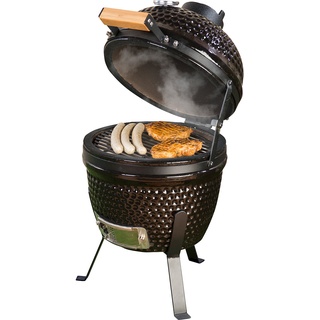 2in1-Kamado-Keramik-Kugelgrill & Smoker, Thermometer, Lüftung, Ø 27 cm