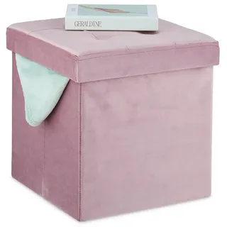 Relaxdays Hocker Samt Rosa