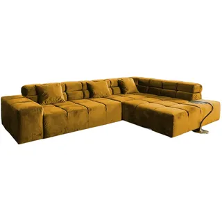 KAWOLA Ecksofa Velvet 2-Sitzer Gelb