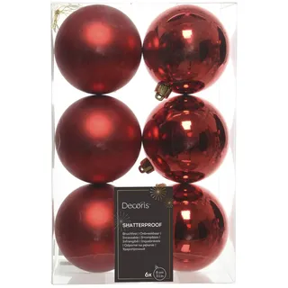 Bruchfeste Weihnachtskugeln Christmas Red Rot Ø 8 Cm Aus Kunststoff - 6er Set