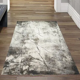 Teppich-Traum Teppich Flur Diele Läufer Teppich Steinoptik Riss Design weich strapazierfähig Grau Creme 80 x 150 cm