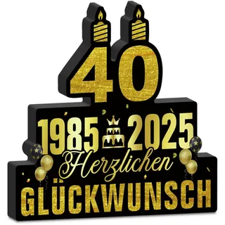 Putuo Decor Geburtstag Tischdeko Schwarz Gold – Herzlichen Glückwunsch Party Dekoration 40 Jahre Jubiläum für Männer Frauen
