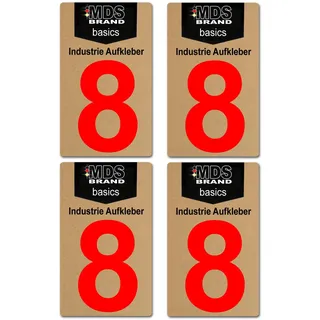 Basics von MDS Brand, 10cm Zahlen Aufkleber, Glänzend, 4 Stück, Zahlen zum aufkleben, Wetterfest klebezahlen (8)
